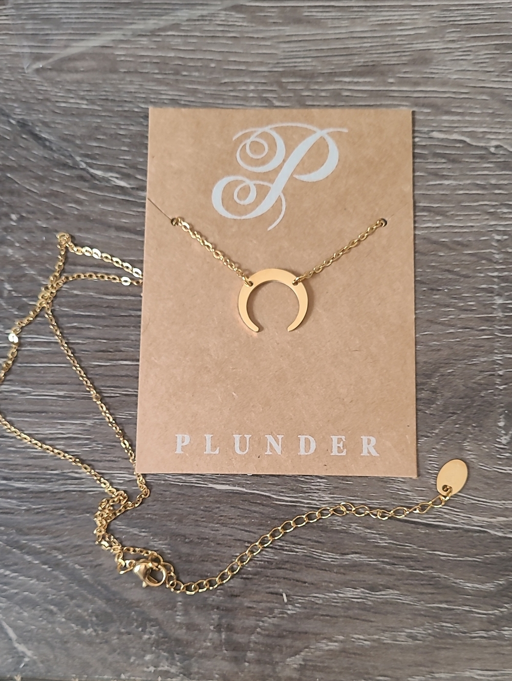 Plunder Gold Crescent Pendant Necklace - Gold